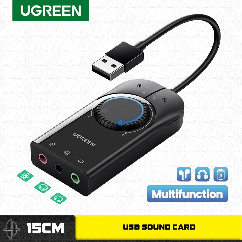 Ugreen 40964 USB external Stereo Sound Adapter 15cm Black