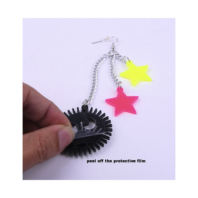 LRC Anting Gantung Fashion Black Ball Fluorescent Pentagram Grimace Necklace F47000