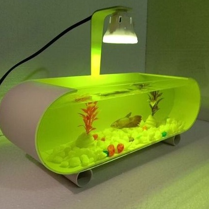 AQUARIUM /AKUARIUM MINI IKAN HIAS FULLSET LAMPU LED DAN ACCESORIES