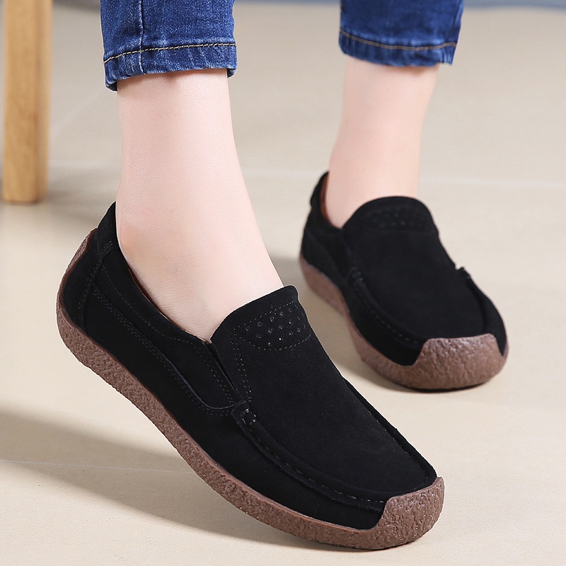 100% ASLI KULIT Sepatu Wanita Casual Slip On Murah Selop Flat Shoes Kekinian Cewek Slop Kulit Asli Terbaru Cantik 101