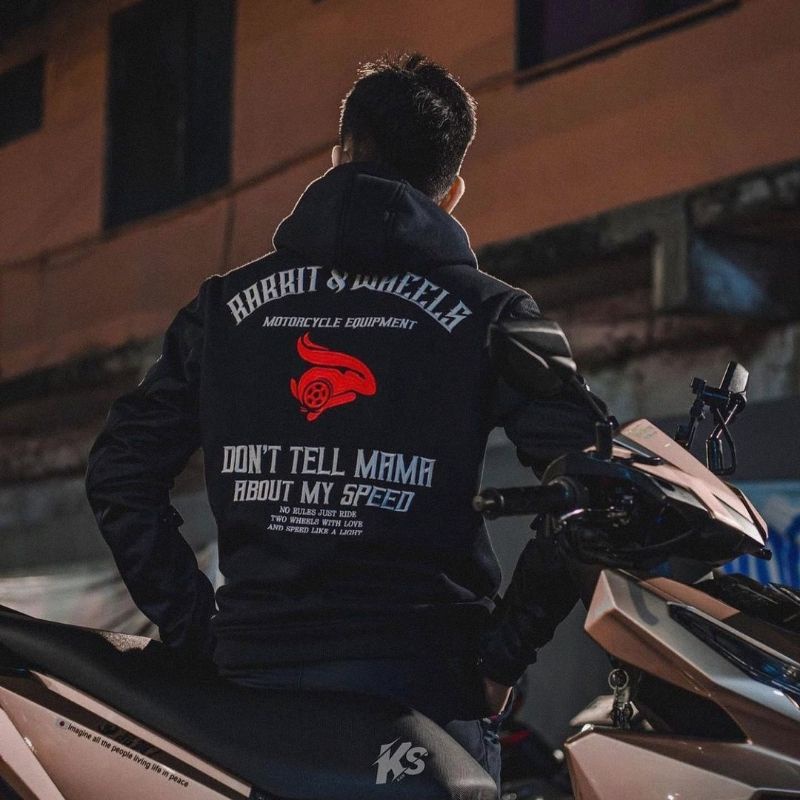 Signature Jaket Hoodie Motorsport Rabbit And Wheels Beast (Alternatif prostreet windbreaker yin yang