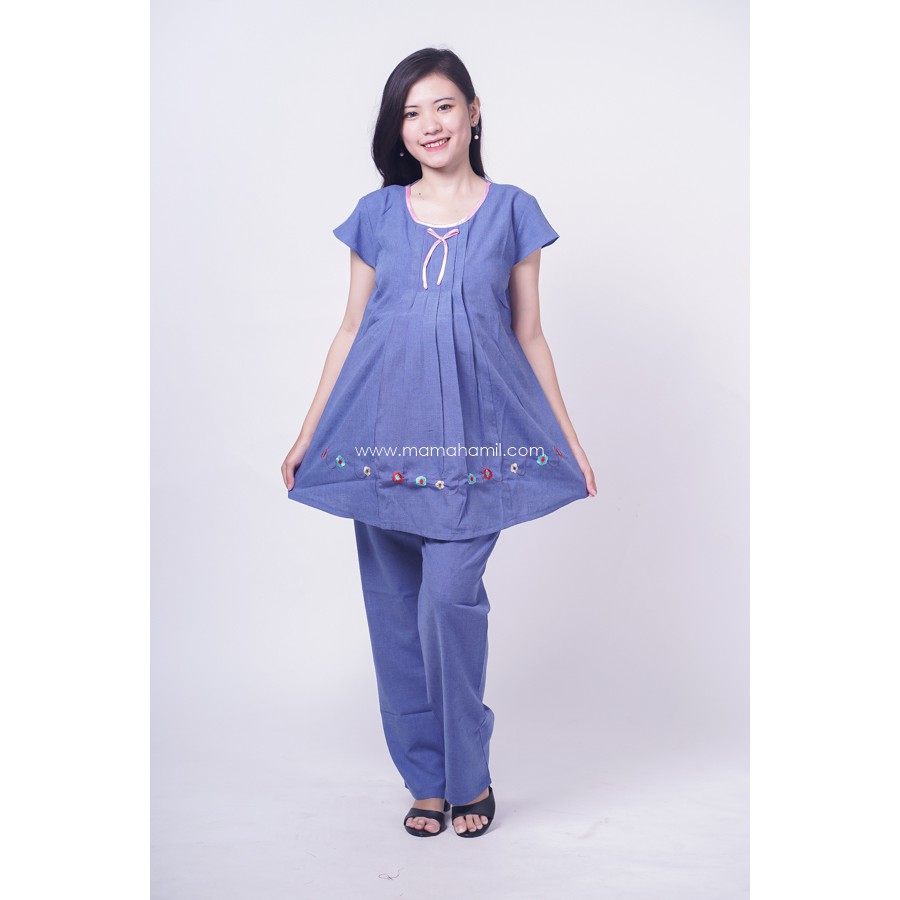 Mama Hamil Setelan Baju Ibu Hamil Menyusui Kantor Casual Bordir Modern Modis Nabilah Cloth - STD 104