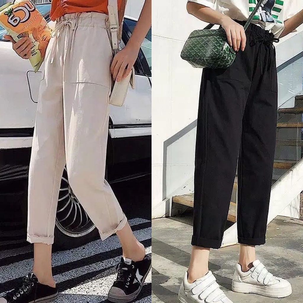 1KG MUAT 5PCS | XIABO LONGPANTS LINEN RAMI KARET PINGGANG BAGGY LINEN RAMI KOREAN STYLE HITS OOTD SELEBGRAM FASHION GROSIR MURAH WANITA