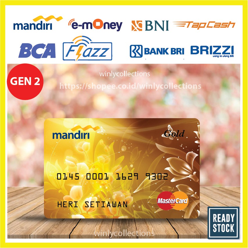 KARTU EMONEY DEBIT CARD MASTER BUNGA GOLD ETOLL MANDIRI FLAZZ BCA BNI TAPCASH BRIZZI BRI - 1 SISI