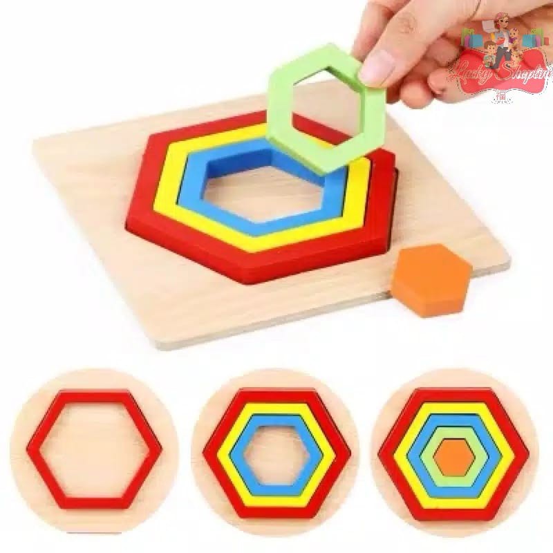 [BIG SALE] 3D wooden geometry puzzle - mainan edukasi anak