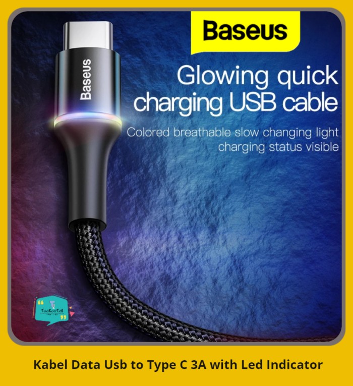 BASEUS Kabel Data LED Halo Usb To Type C Fast Charging 3A