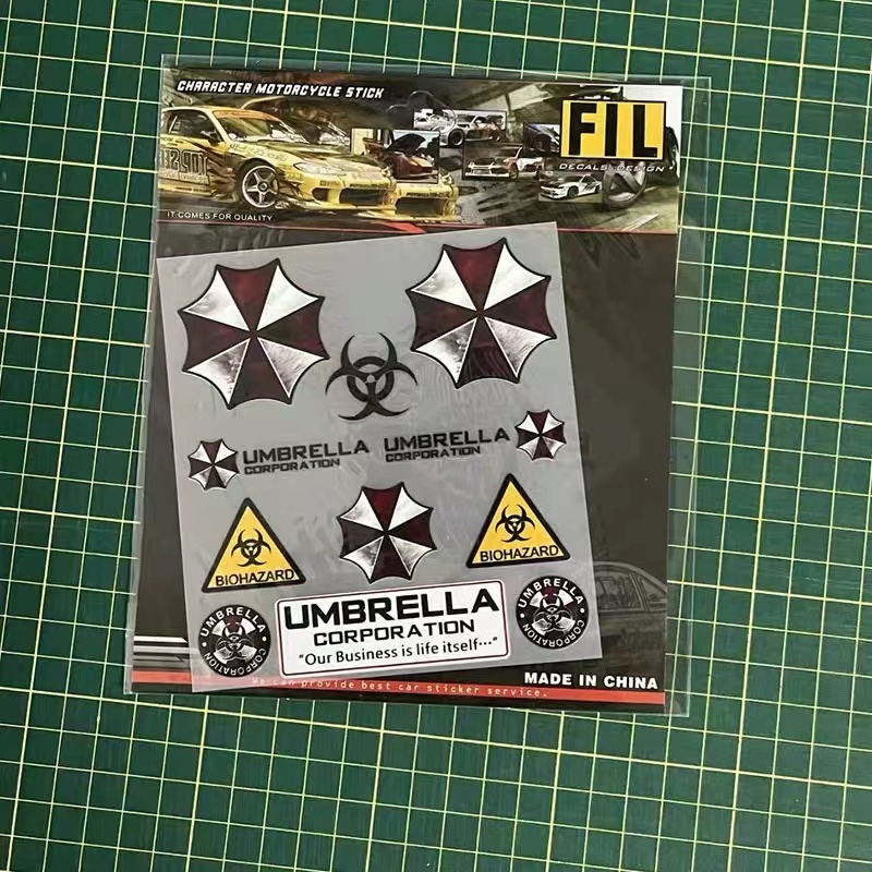 1pc Stiker Reflektif Motif Umbrella Corporation Resident Evil Ukuran A4 Untuk Dekorasi Motor / Mobil / Sepeda / Helm