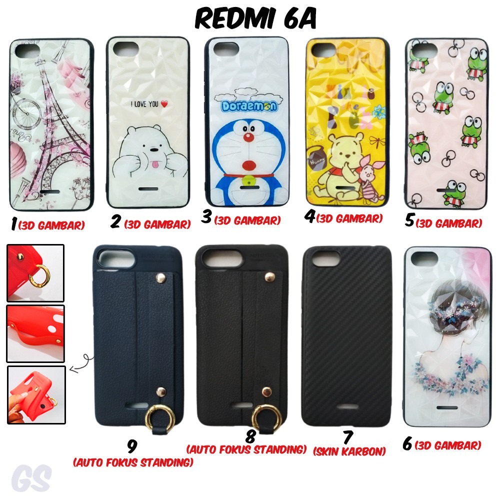 Paket murah Casing REDMI 6A  Motif pooh keropi autofokus Hardcase Softcase  case hp Kartun ring love