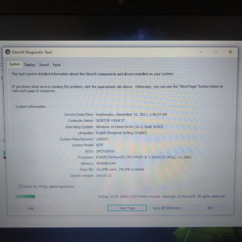Laptop Lenovo V110 Celeron N4200(4cpus) Ultra HD 600 Ram 4GB HDD 1TB Windows 10 Full Aplikasi siap pakai