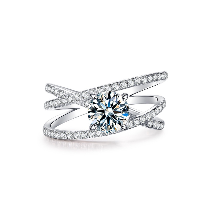 Cincin Sterling Silver 925 Dengan Moissanite Untuk Wanita