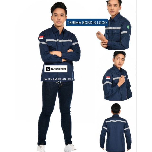 Baju Kerja lapangan custom bordir/atasan wearpack tangan panjang/kemeja Kerja Murah