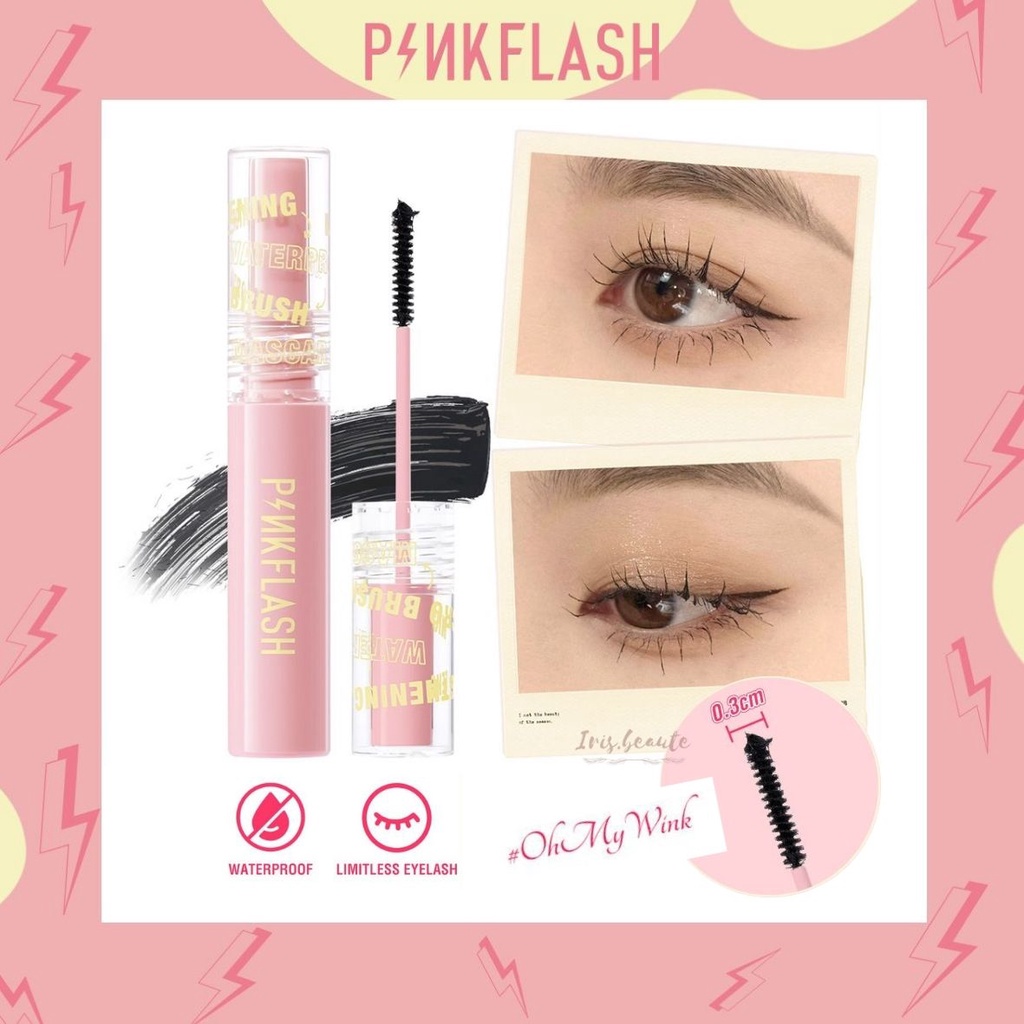 PINKFLASH Lengthening Waterproof Micro Brush Mascara / OhMyWink Length Curled Mascara Ultrathin Limitless Eyelash Fiber Mascara