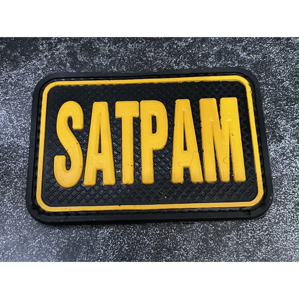 Patch Satpam Tulisan Kuning - Patch Velcro Security - Prepetan Satpm -  Velcro Karet