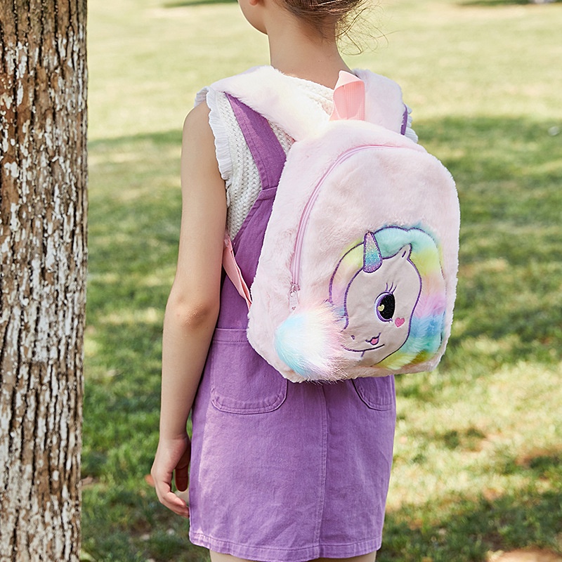 Tas Ransel Unicorn fluffy Backpack bulu unicorn Anak Paud Tk kekinian Tas sekolah anak Perempuan paud tk tas jalan anak perempuan import berkualitas Tas Blingberry import tas blingberry grosir