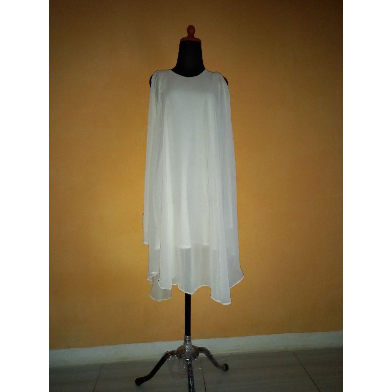 Tunik Long Tunik Dress Baju Lebaran Brokenwhite White Putih Tulang Putih Preloved
