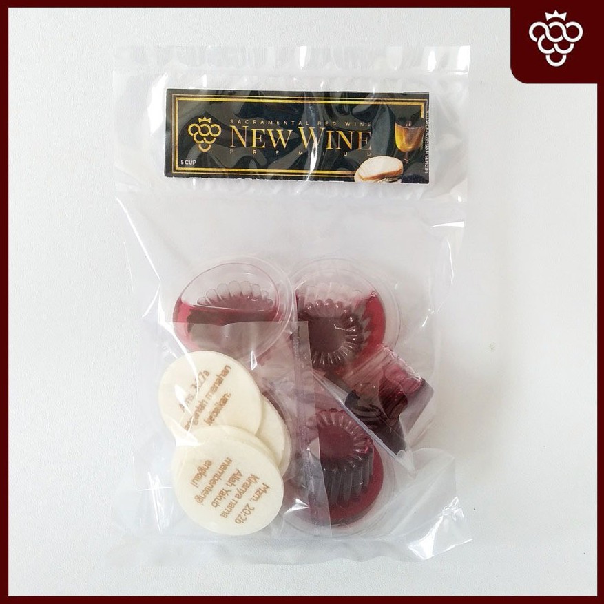 

Anggur Perjamuan Kudus Cup Premium + Hosti Ayat Kecil - Isi 5 Cup New Wine