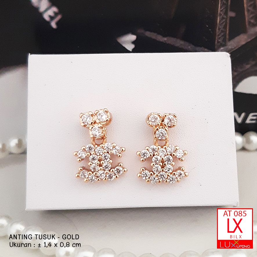 AT 085 Anting Tusuk Dancing Bisa Goyang Perhiasan lapis Emas 18K Anting Xuping Merk Meilin Chenel Luxx Xuping