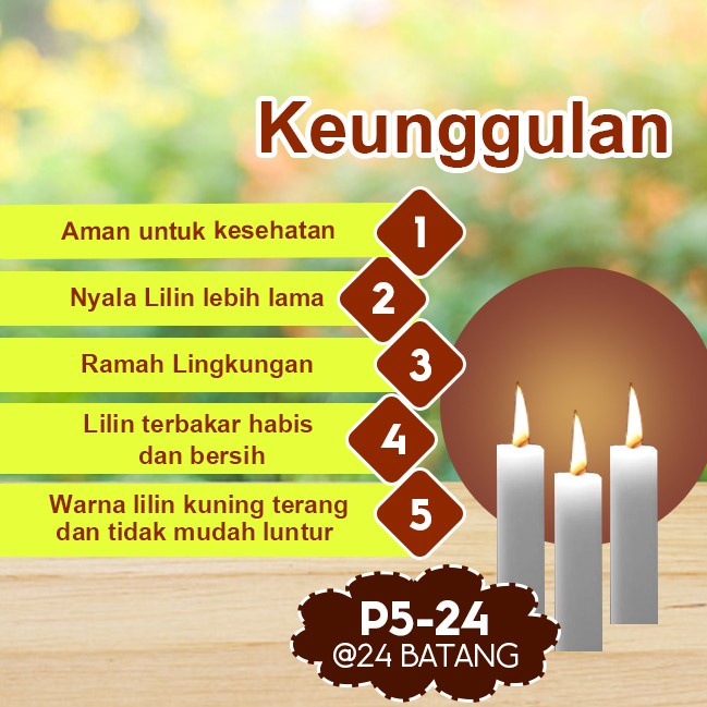 Lilin Batang Sembahyang Sukhavati P5-24 Putih