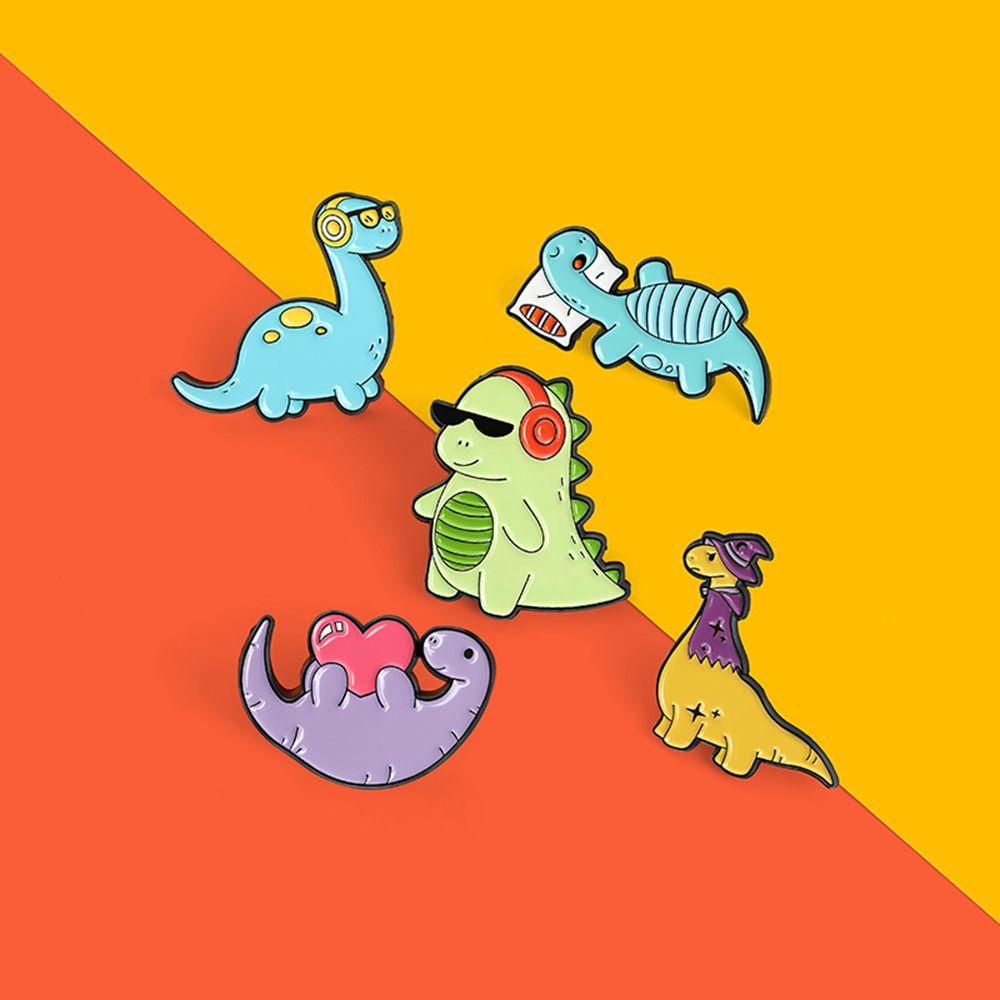 Lily Dinosaurus Bros Fashion Alloy Perhiasan Hewan Perhiasan Hadiah Untuk Hadiah Siswa Kerah Pin Lencana