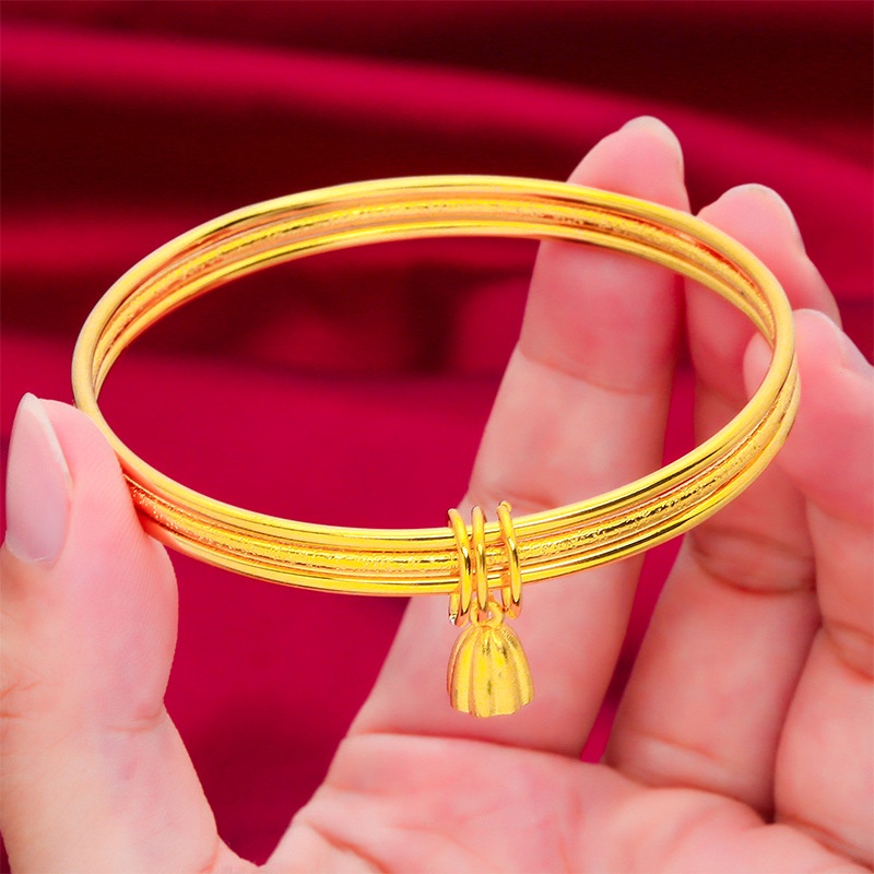 Gelang Tangan Rantai Emas Asli Kadar 375 Aksen Liontin Lotus Untuk Perhiasan Wanita