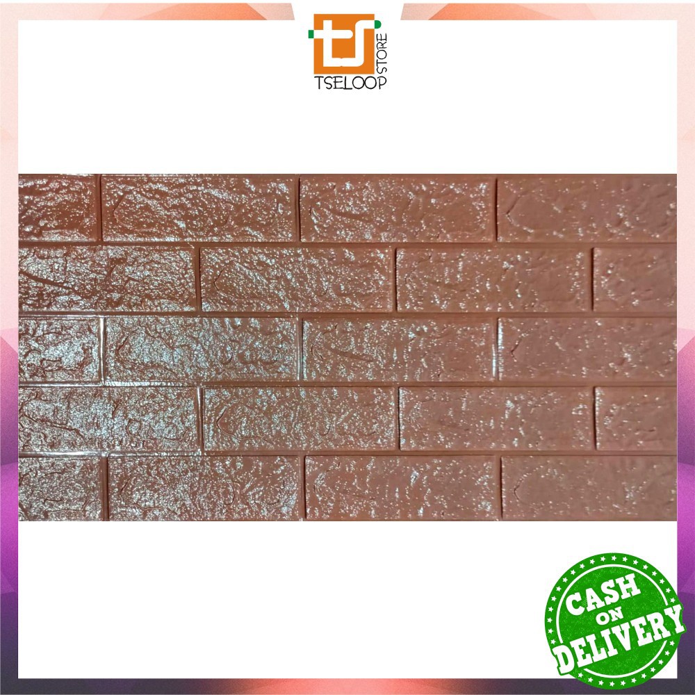 OFM-C206 Wallpaper Dinding Foam 3D Kecil Motif Batu Bata / Walpaper Stiker Dinding Dekorasi Kamar-Batu Bata COKLATTUA