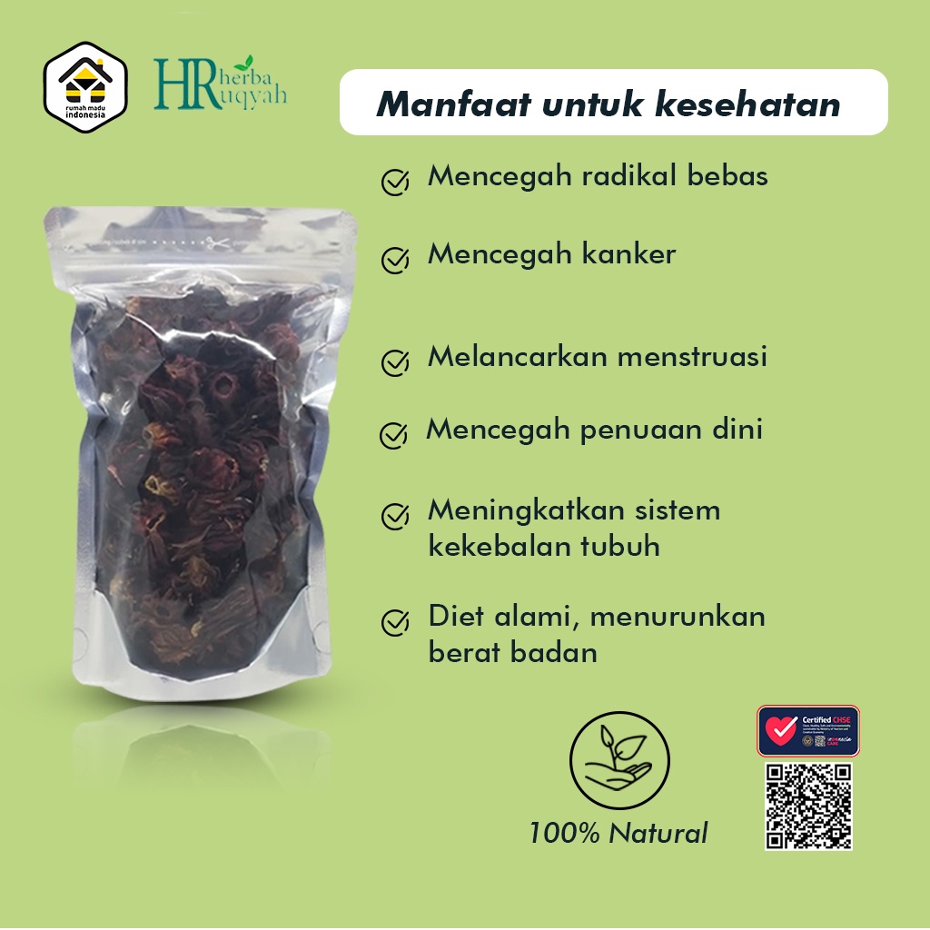 Teh Seduh - Bunga Rosella Merah Kering Alami 500 gr