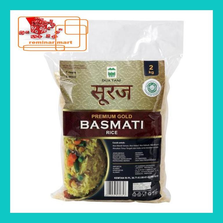 

S0Bers Dua Tani - Beras Basmati 2Kg - Beras Panjang - Vacuum Packaging Ric0S50B