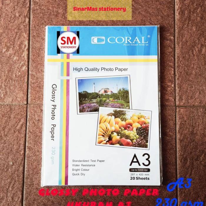 Art Paper Kertas Photo Paper Glossy Ukuran A3 / Coral Foto Paper A3 (230 Gsm )