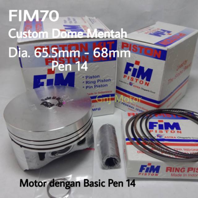 Piston Kit FIM Custom Mentah Pen 14 DM 65.5, 66, 66.5, 67, 67.5, 68 mm KLX, CRF 150 Pin 14