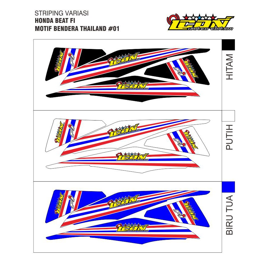 Striping Variasi BEAT FI THAILAND New Icon Bendera Thailand