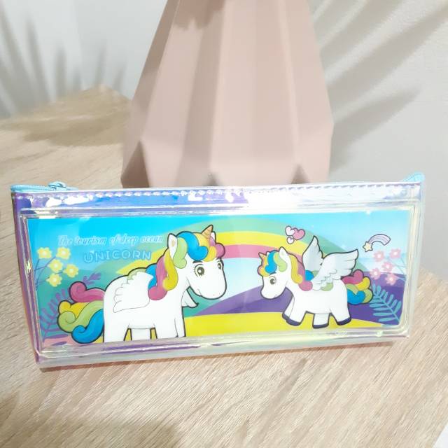 

TEMPAT PENSIL LAMPU UNICORN led light pencil case tempat alat tulis anak