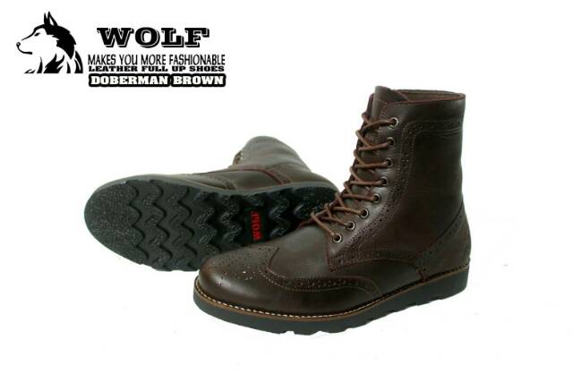 (BERGARANSI TERMURAH)  SEPATU BOOT KULIT WOLF ORIGINAL