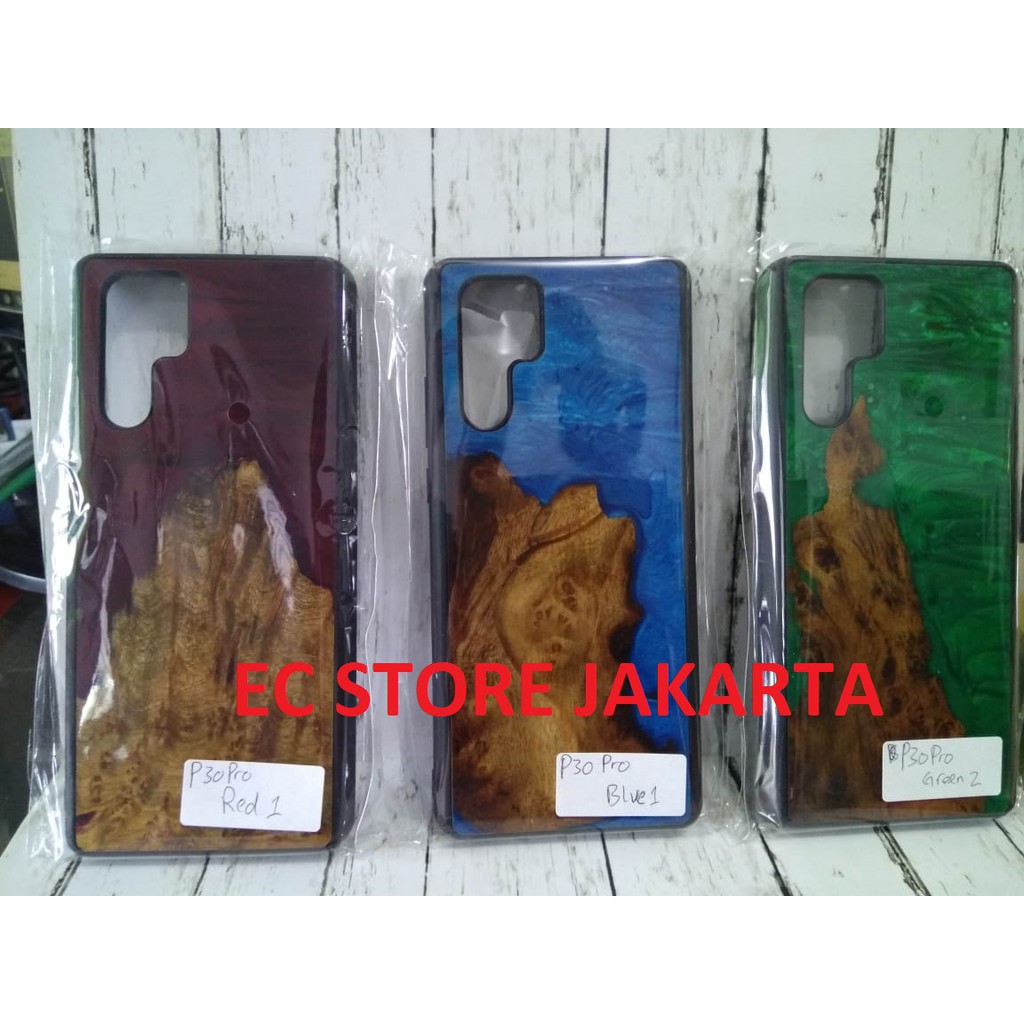 Wood Resin Case iPhone Samsung Huawei Xiaomi Oppo Casing Handphone