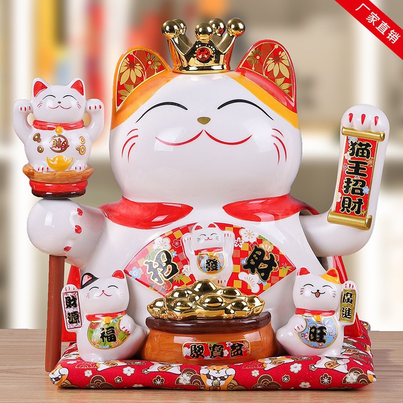 Maneki Neko Elvis 11' Pajangan Kucing Hoki Keramik Kado Imlek Premium