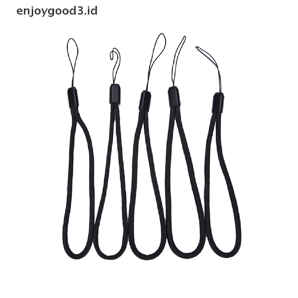 (Rready Stock) 5x Tali Lanyard Bahan Nilon Warna Hitam Untuk Kamera Ponsel iPod USB mp3 mp4 (ID)