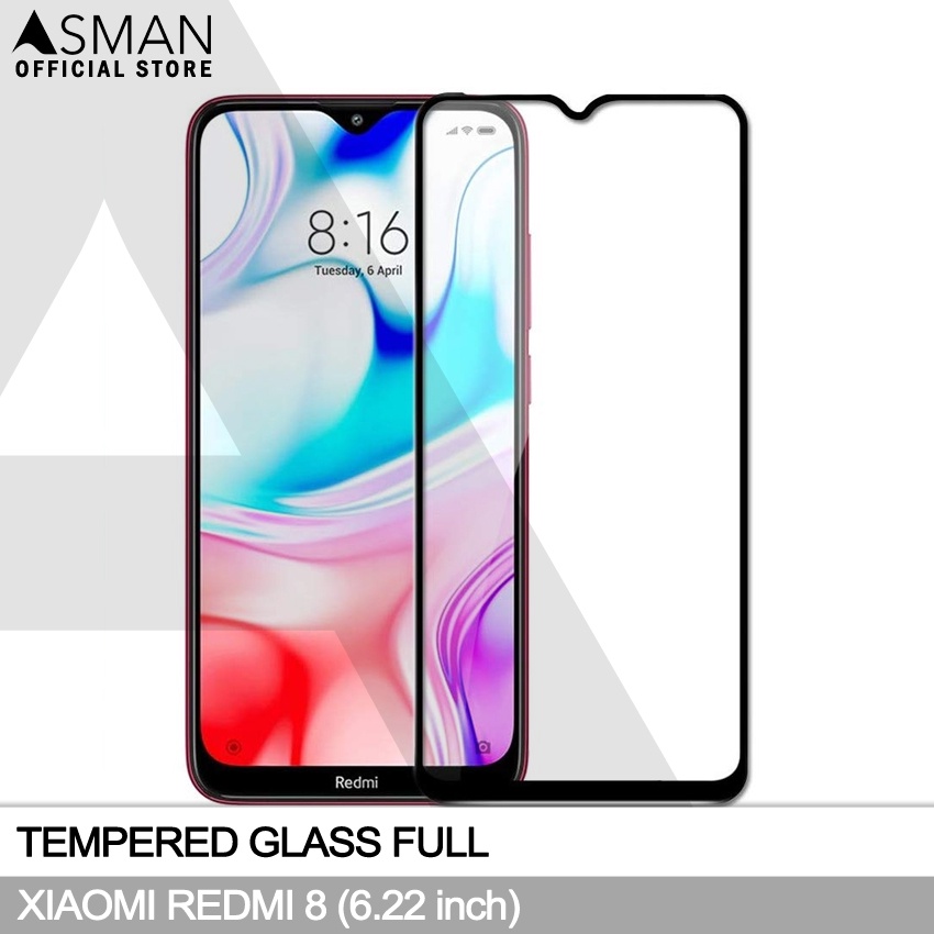 Tempered Glass Full Xiaomi Redmi 8 (6.22&quot;) | Anti Gores Kaca - Hitam