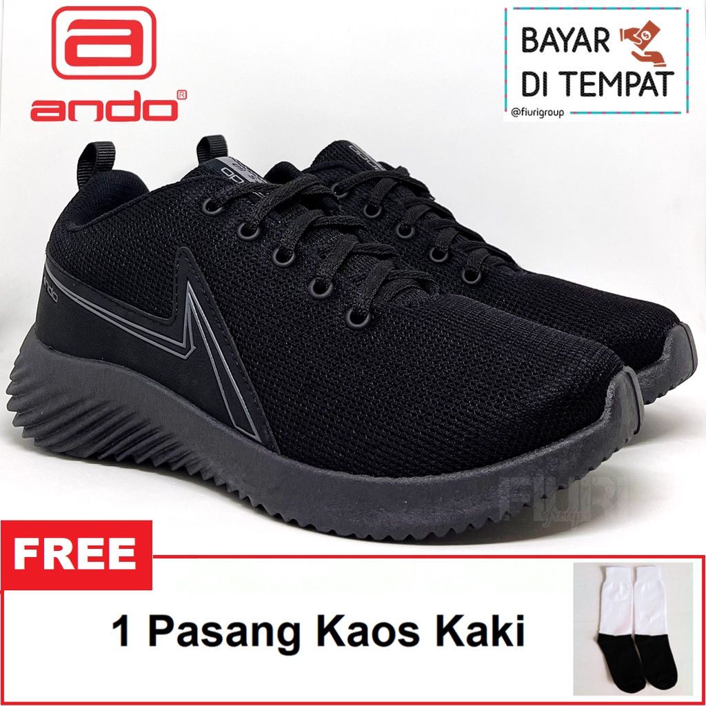 FIURI - ANDO ORIGINAL - BOAZ 35-43 FULL HITAM - SEPATU SNEAKERS SPORT KANVAS SOL KARET ANAK LAKI-LAKI - SEPATU KETS TRENDY PRIA DEWASA - SEPATU OLAHRAGA LARI FITNES SENAM KERJA KULIAH SEKOLAH SD SMP SMA BERTALI COWOK MURAH PROMO DISKON BONUS KAOS KAKI