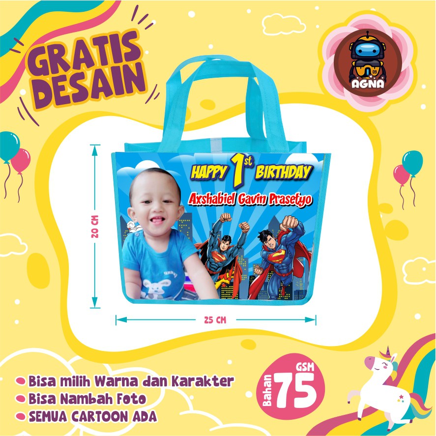 Tas Pesta Ulang Tahun Anak / Goodie bag PEREKAT / Tas Ulang Tahun Foto-1