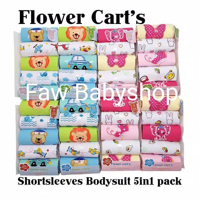 Jumper Segitiga Bodysuit isi 5 pcs Cart Flower / shortsleeves Cart Flower