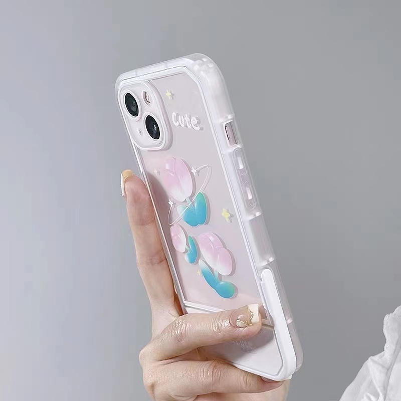 Soft Case TPU Transparan Shockproof Dengan Bracket Untuk iPhone 13 12 11 Pro X XR XS Max SE 2020 6 6S 7 8 Plus