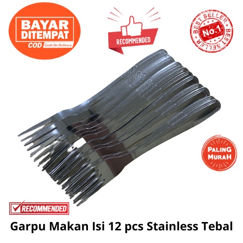 [BISA COD] PROMO Garpu Makan Isi 12 Pcs Stainless Tebal 373 30gr Anti Karat Bahan Tebal Murah Terjangkau