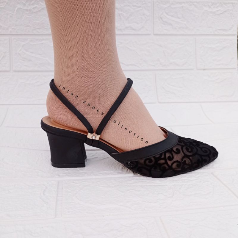 Sandal Brukat-02/sandal hak brukat/sandal bustong/sandal wanita/sandal pesta/sandal wedges/higheels Image 6