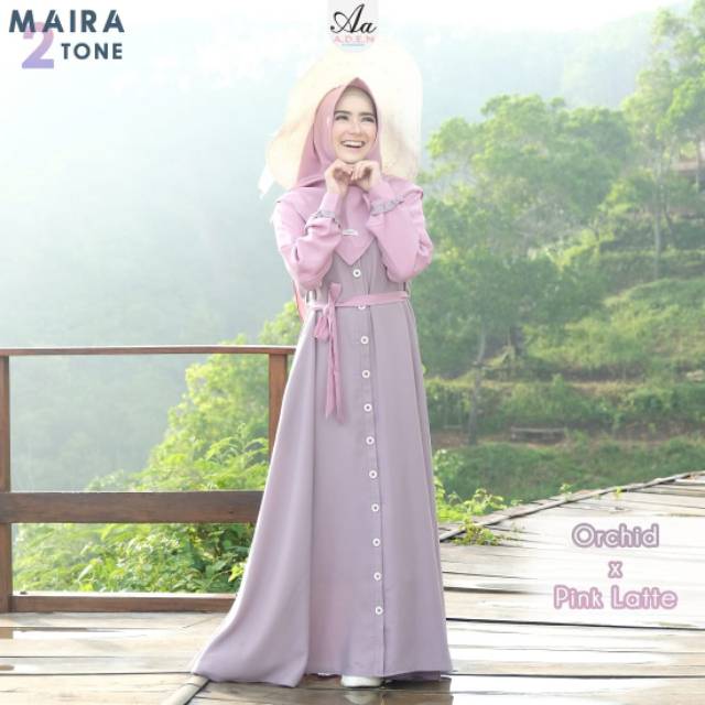 Maira two tone dress set Khimar by Aden hijab gamis