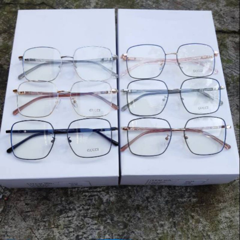 (𝗕𝗢𝗡𝗨𝗦 𝗞𝗔𝗜𝗡 𝗟𝗔𝗣) Kacamata Kotak Besar Anti Radiasi Persegi Frame Besi Korea Unisex Pria GRATIS LAP