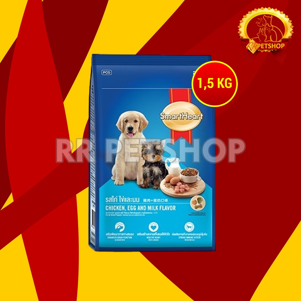 Makanan Anak Anjing Smart Heart Puppy Chicken Egg &amp; Milk 1,5kg