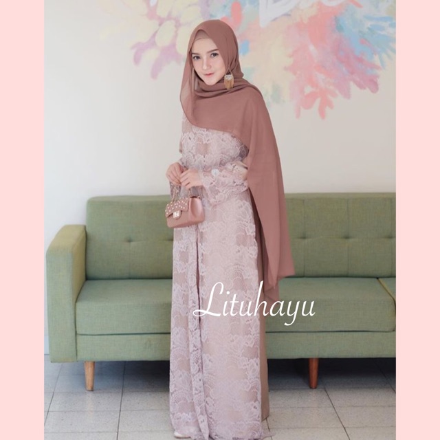 Kirana dress brokat pesta modern