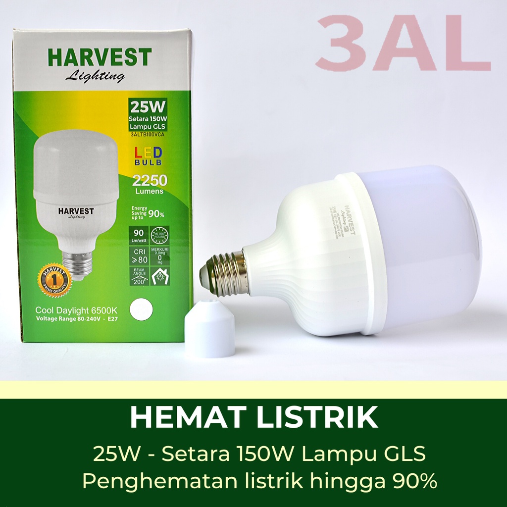 25W - Paket Isi 6 - HARVEST LIGHTING Lampu Kapsul LED T-Bulb 25 watt Lampu Hemat Energi Original Bersertifikat SNI dan Bergaransi