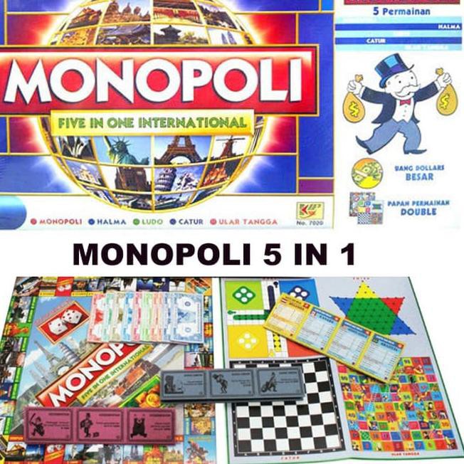 Monopoly 4 in 1 International ( Monopoli,Halma ,Catur Ular tangga, Ludo )