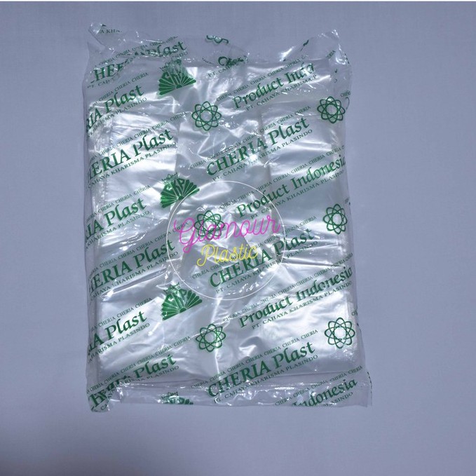 Kantong Plastik HD Bening Merk Cheria Hijau ukuran 15 cm (1 pack isi 120 lembar)/Kantong Kresek/Kant