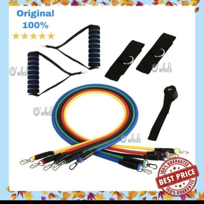 RESISTANCE BANDS TUBES SET ALAT FITNESS PORTABLE WORK OUT GYM
